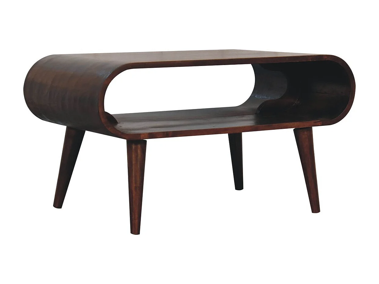 Artisan Furniture Table basse ouverte en bois massif de noyer californien, fente ouverte, brun foncé