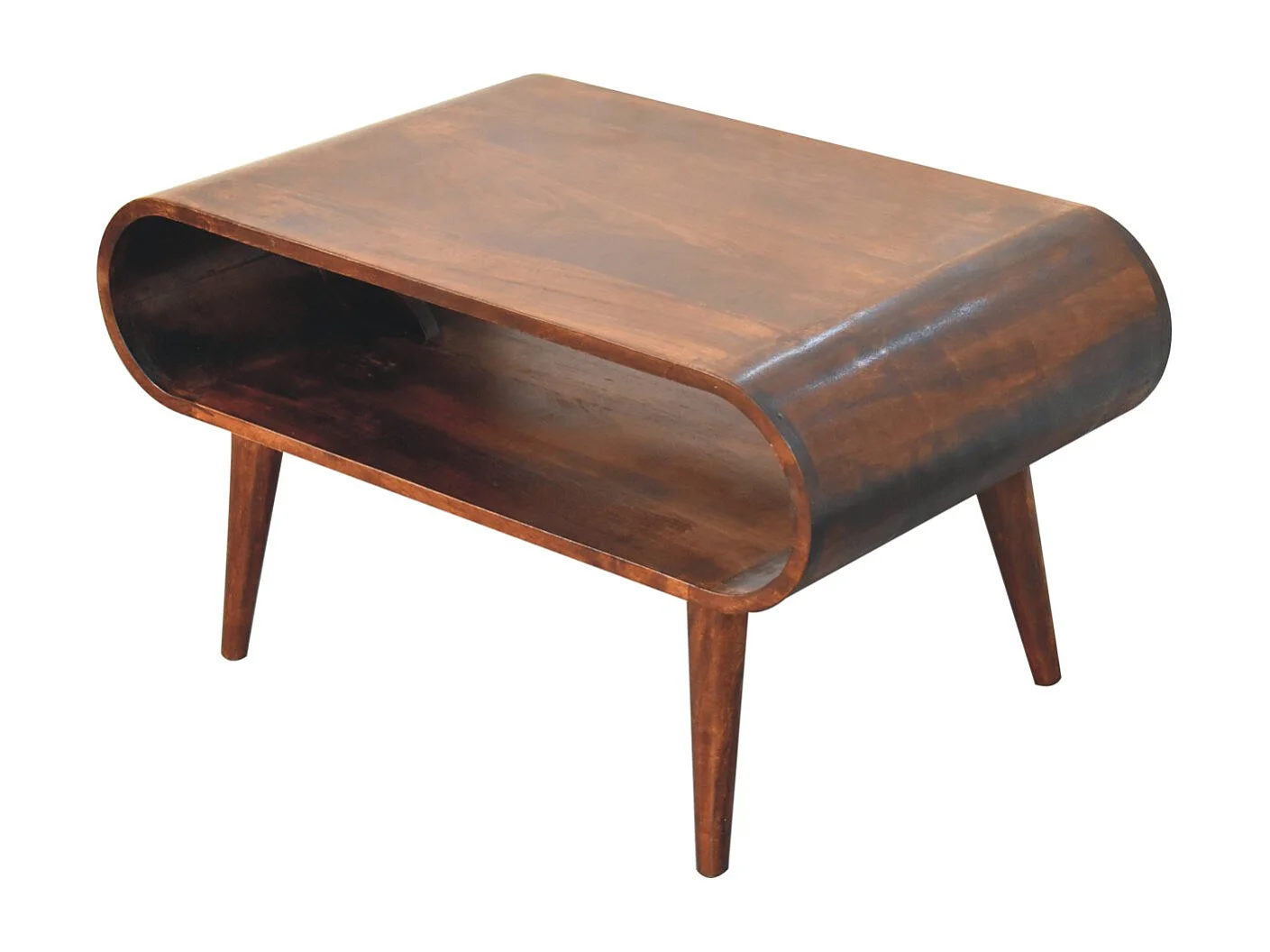 Artisan Furniture Table basse ouverte en bois massif de noyer californien, fente ouverte, brun foncé
