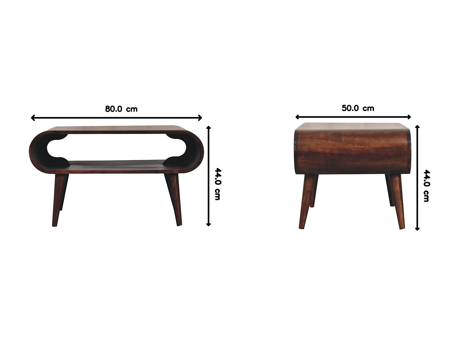 Åpent salongbord fra Artisan Furniture i heltre California valnøtt, åpen splitt, mørkebrun