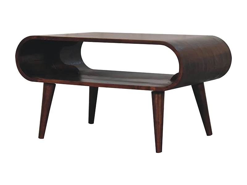 Artisan Furniture Table basse ouverte en bois massif de noyer californien, fente ouverte, brun foncé