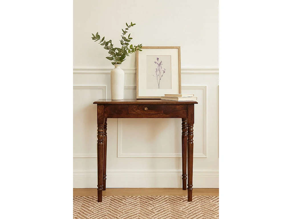 Artisan Furniture Scrivania in legno massello di noce californiano, 1 cassetto, marrone scuro