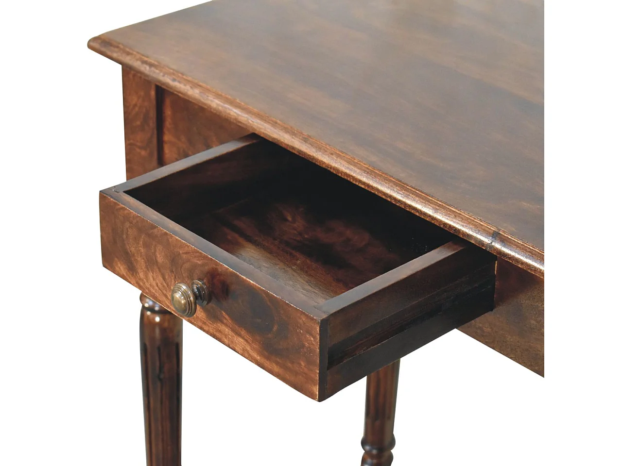 Artisan Furniture Scrivania in legno massello di noce californiano, 1 cassetto, marrone scuro
