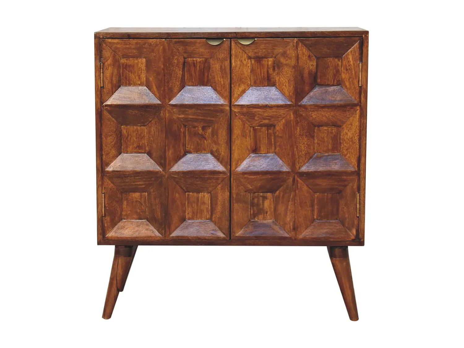 Artisan Furniture Armoire à quatre portes en bois massif, 2 portes et 2 étagères, brun foncé