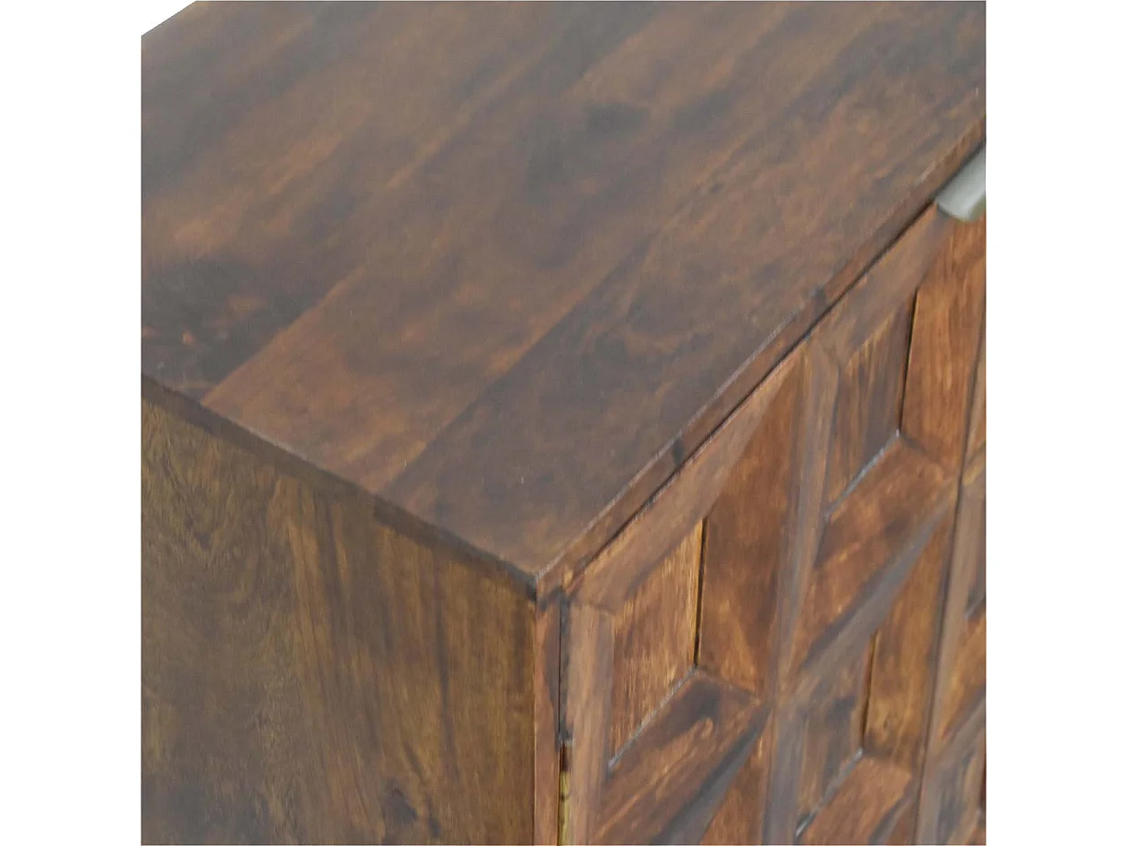 Artisan Furniture Armoire à quatre portes en bois massif, 2 portes et 2 étagères, brun foncé