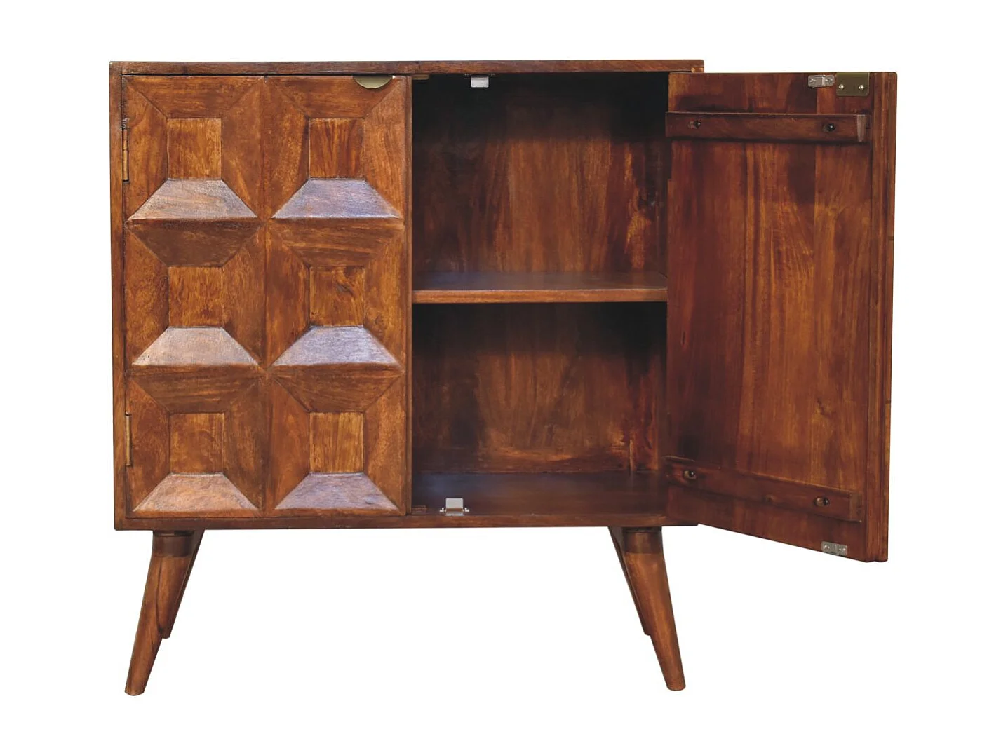 Artisan Furniture Armoire à quatre portes en bois massif, 2 portes et 2 étagères, brun foncé