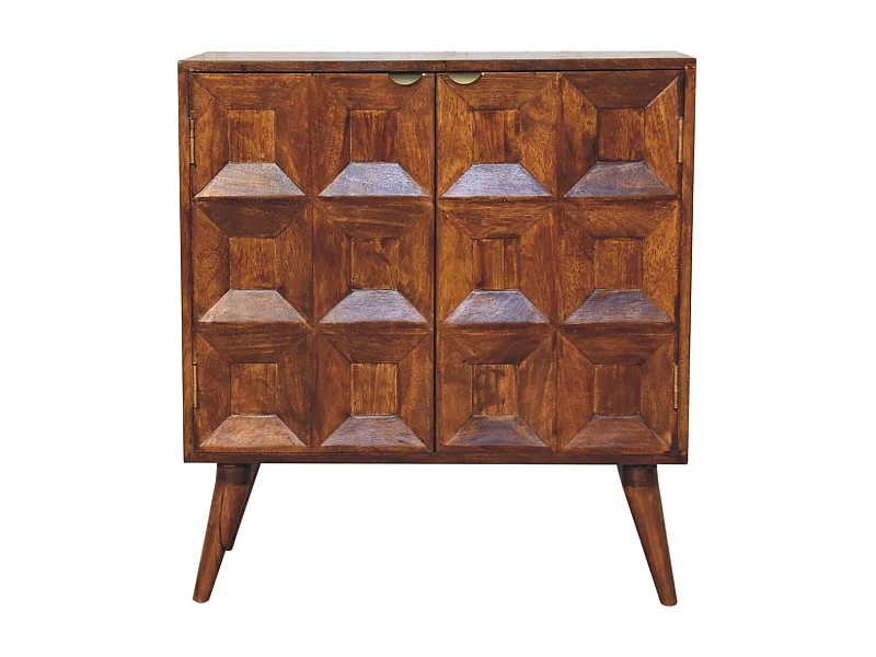 Artisan Furniture Armoire à quatre portes en bois massif, 2 portes et 2 étagères, brun foncé