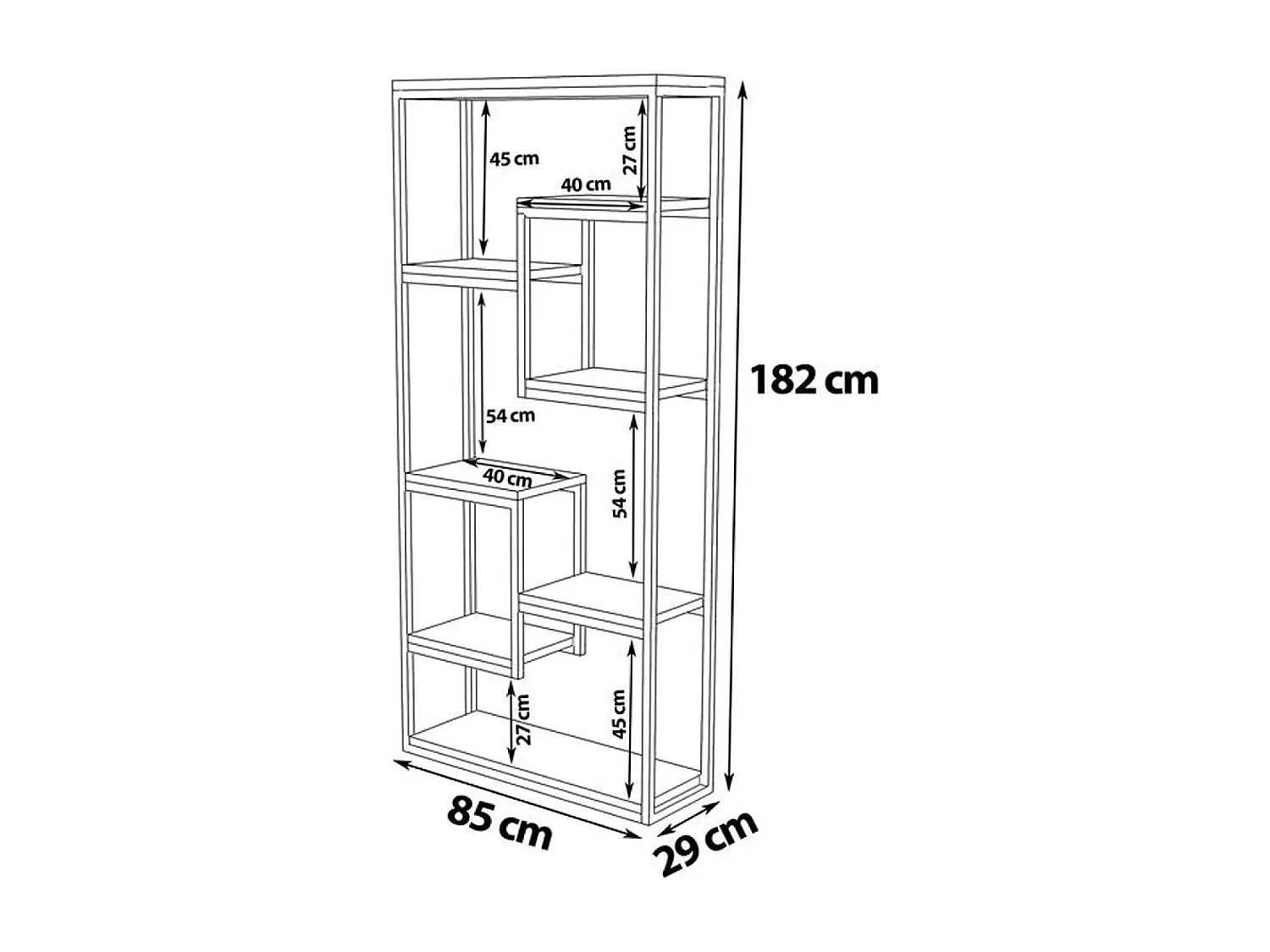 Étagère haute style industriel noyer et noir - 182 cm LOPA