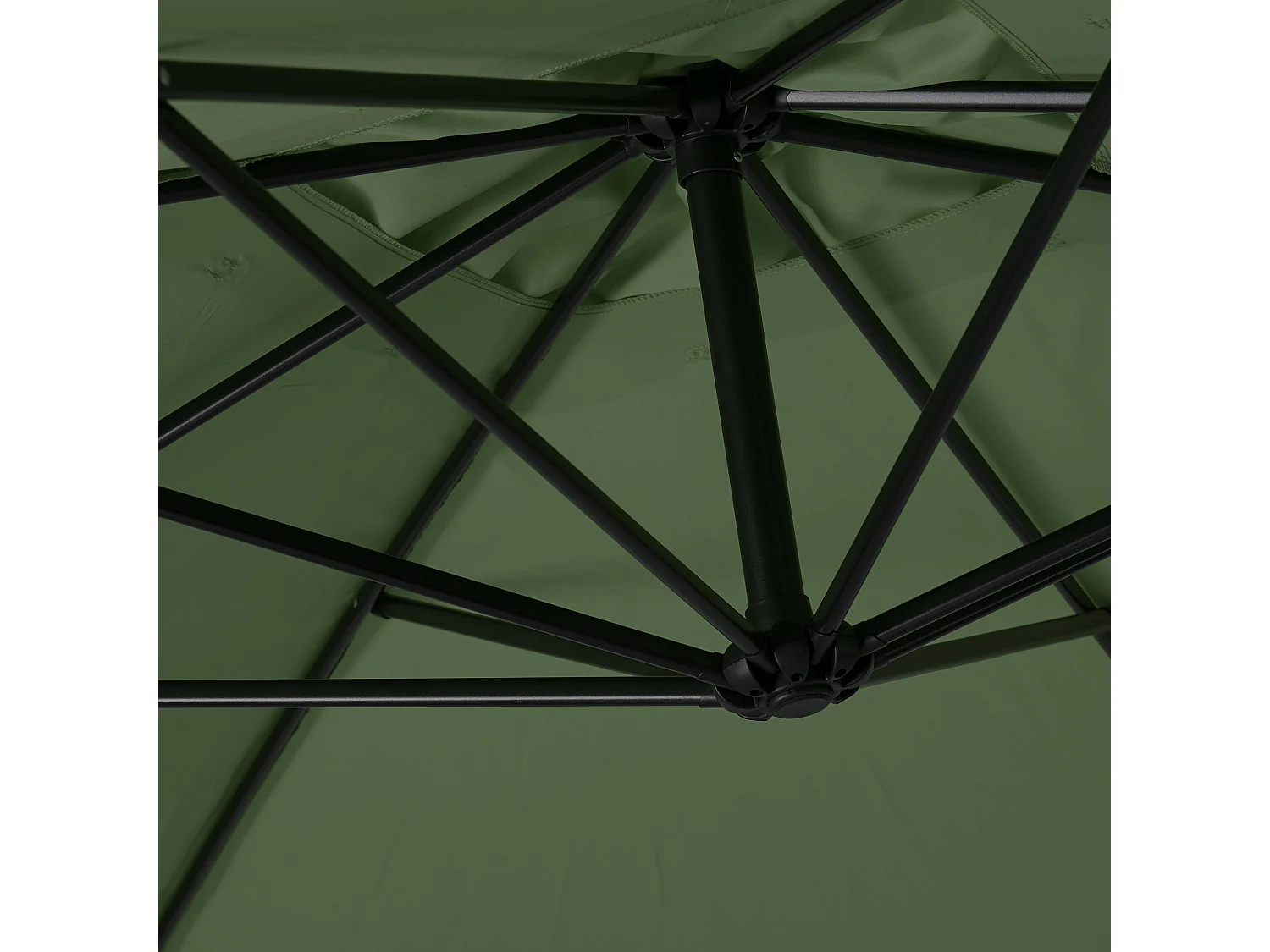 Parasol déporté 3 x 3 m et 4 dalles à lester remplisable vert cactus - Genova