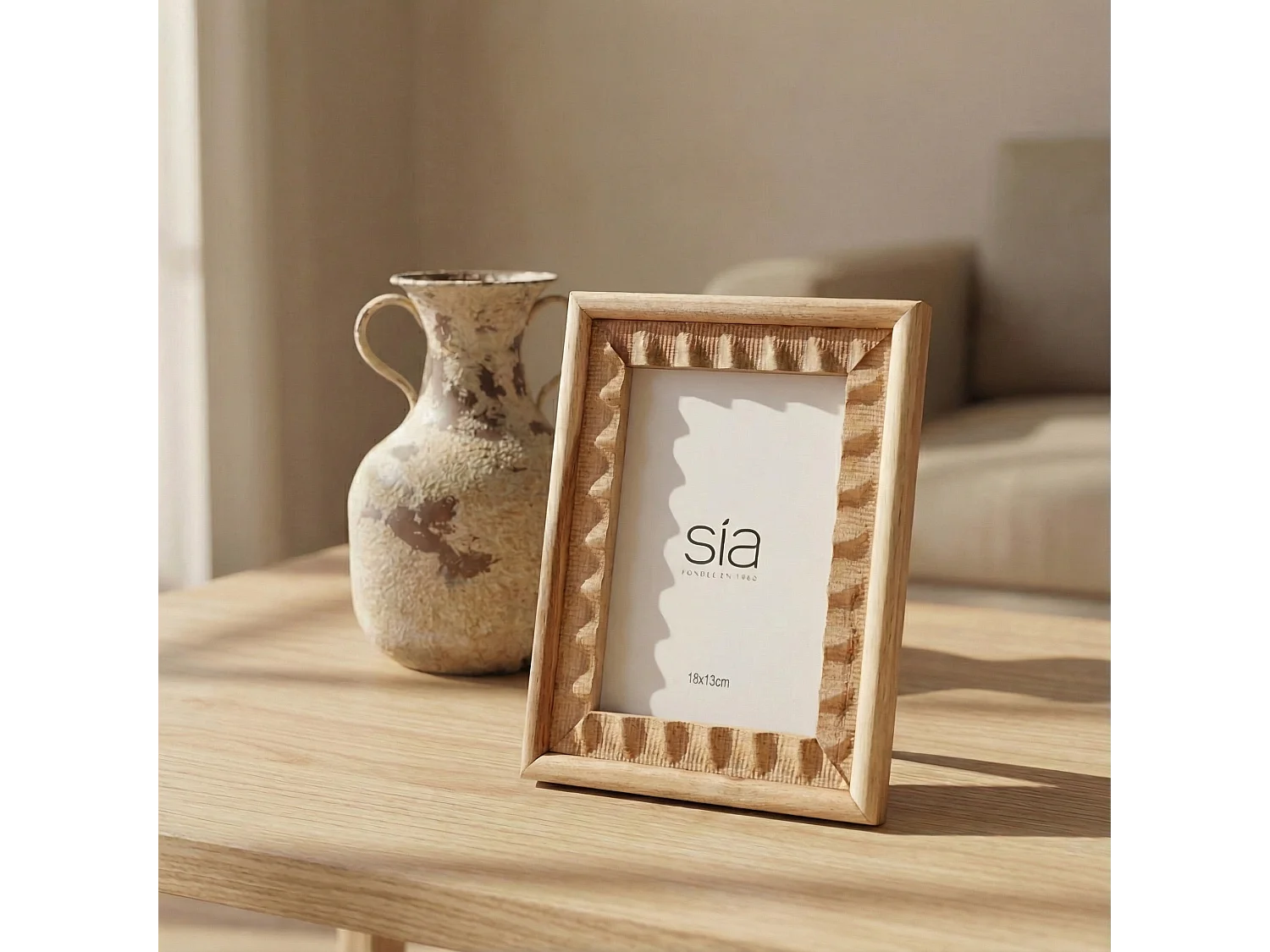 Cadre Photo Natté en acacia 13x18 - Beige