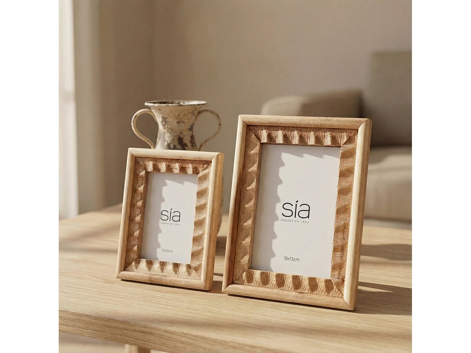 Cadre Photo Natté en acacia 13x18 - Beige