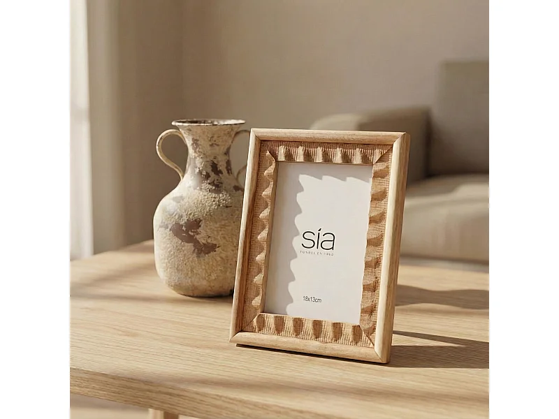 Cadre Photo Natté en acacia 13x18 - Beige