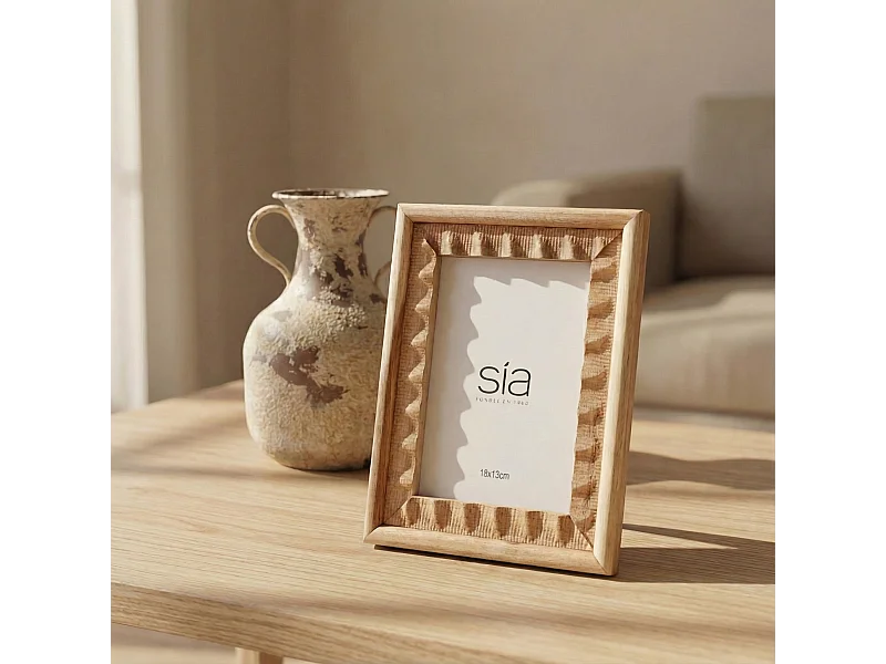 Cadre Photo Natté en acacia 13x18 - Beige