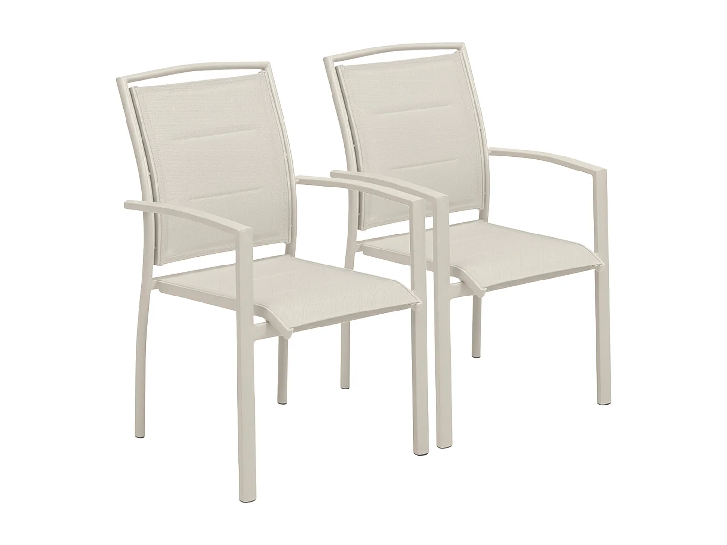 Lot de 2 fauteuils en aluminium crème