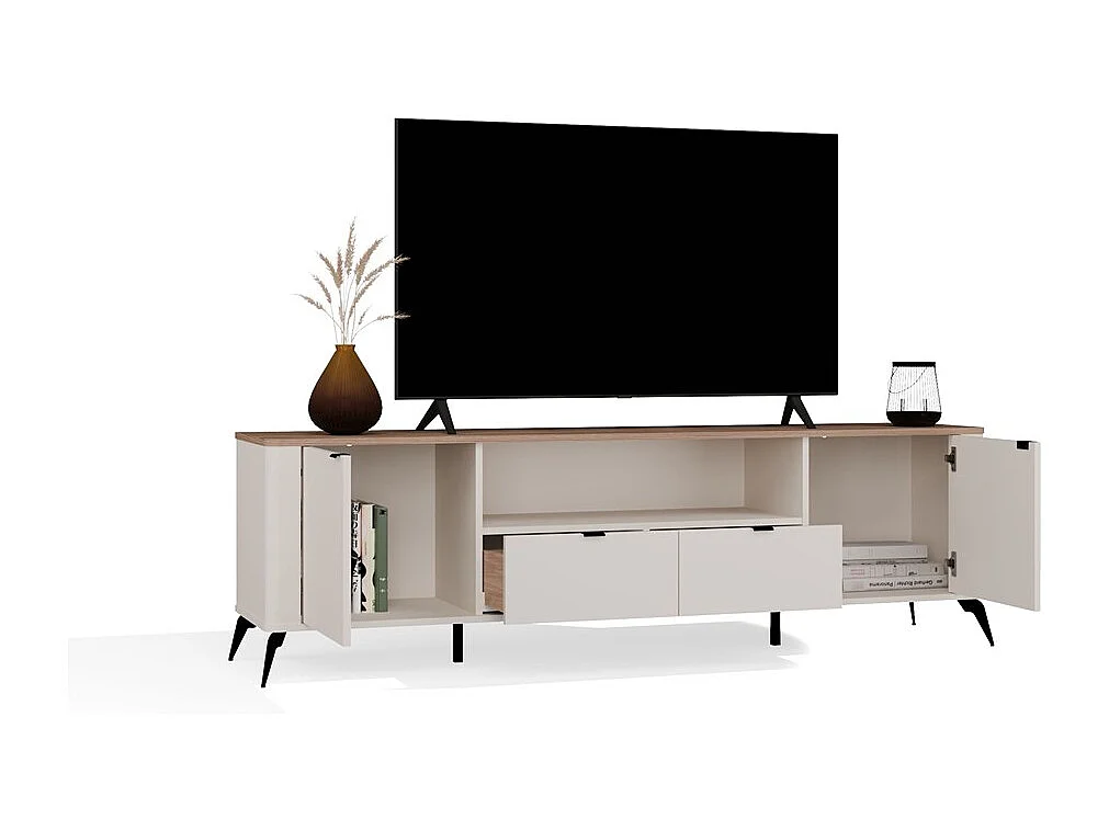 Meuble TV CORDOBA 2S2S Cachemire Beige Oak Castello Meuble TV 2 tiroirs