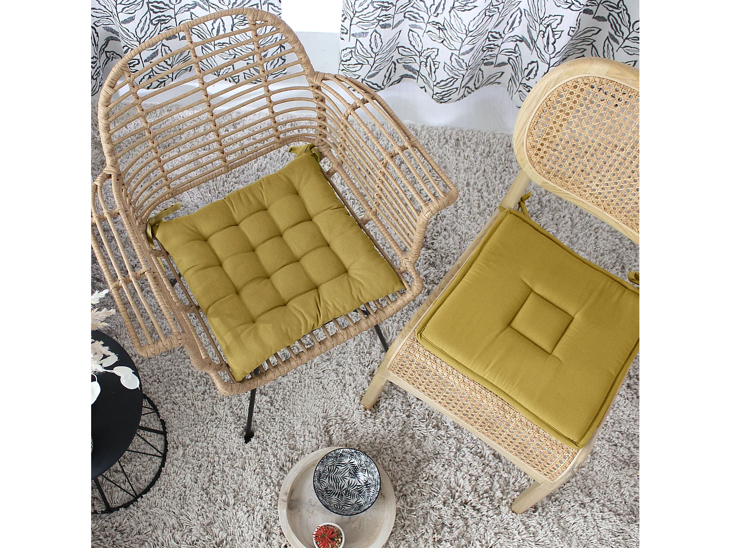 Galette de Chaise Piquée Uni "Panama" 38x38cm Bronze