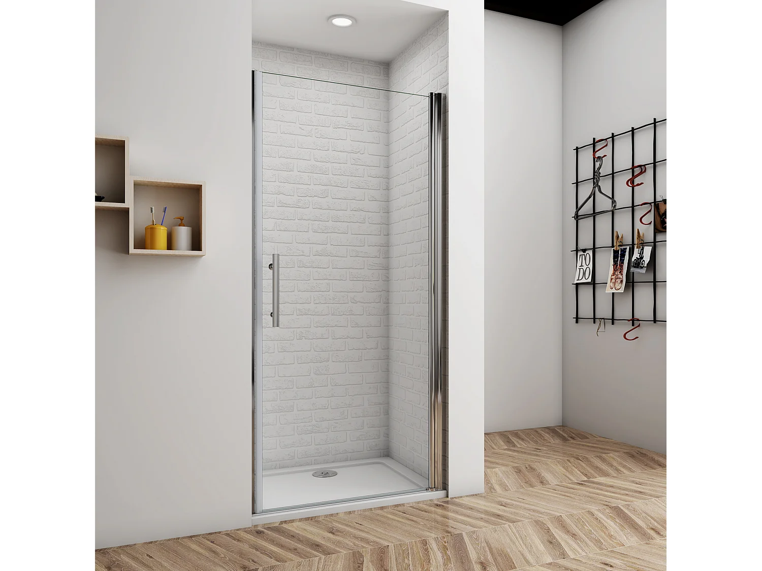 Schwingtür Duschtür ESG Nano-Glas Eckeinstieg Duschabtrennung Duschkabine 80x197cm