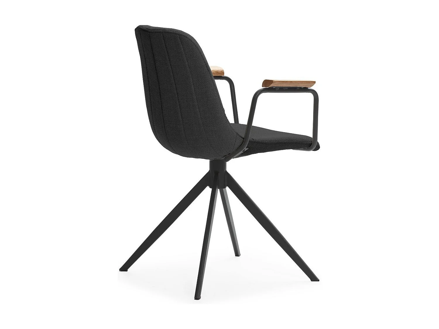 Lot de 2 chaises pivotantes en tissu maillé noir avec piètement métal laqué noir et accoudoirs - THALIA