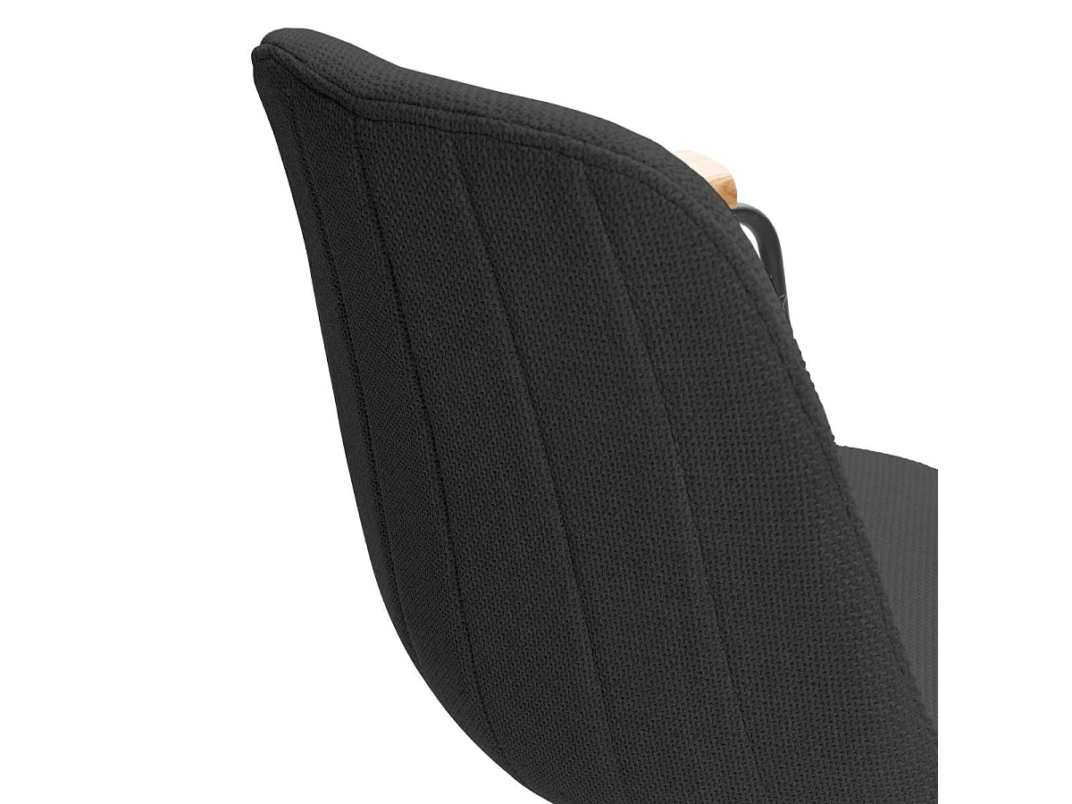 Lot de 2 chaises pivotantes en tissu maillé noir avec piètement métal laqué noir et accoudoirs - THALIA