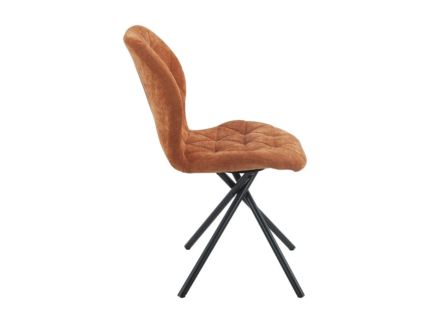 Lot de 4 chaises pivotantes en tissu déperlant terracotta avec piqûres décoratives losanges - NOLYA