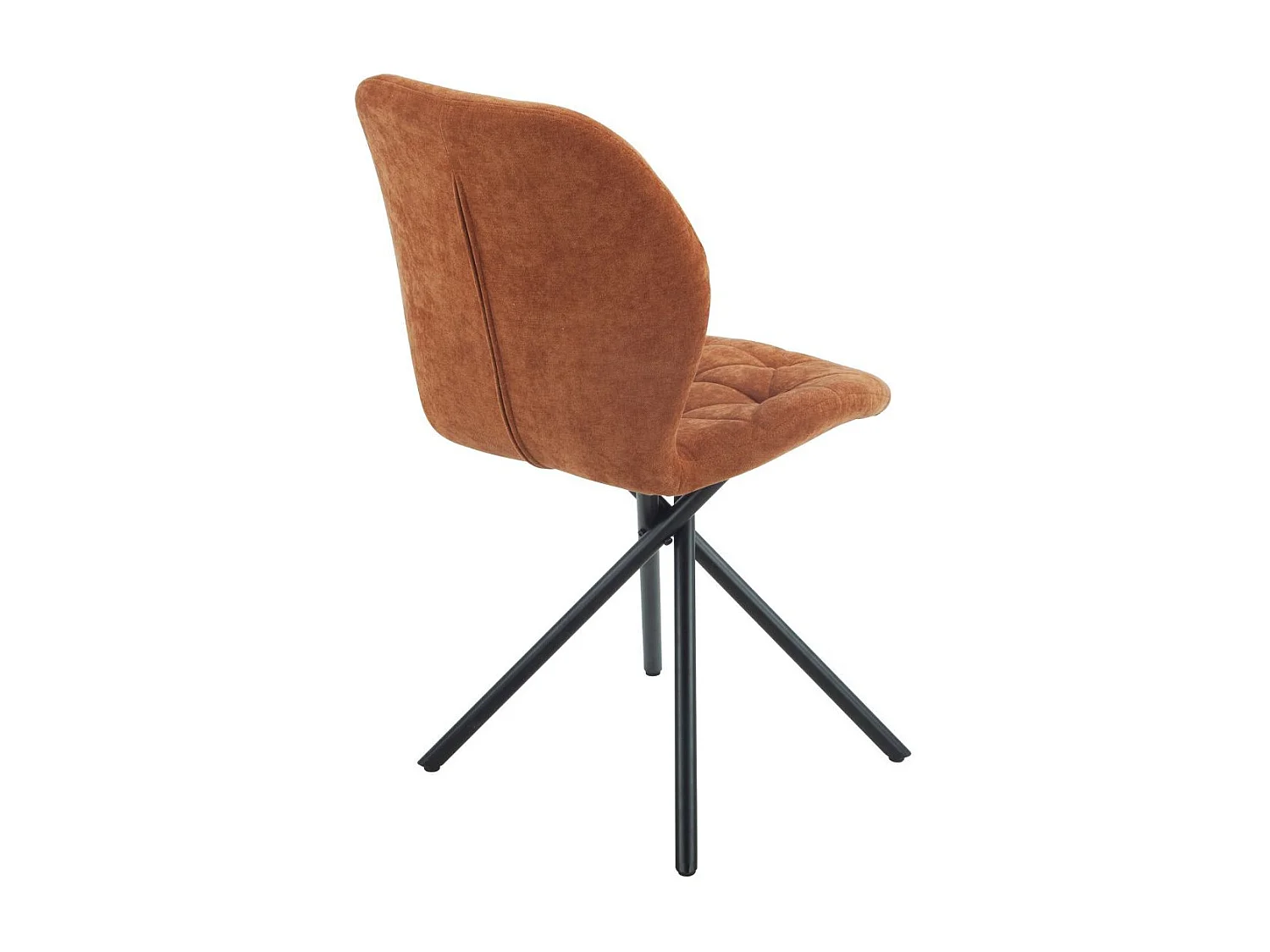 Lot de 4 chaises pivotantes en tissu déperlant terracotta avec piqûres décoratives losanges - NOLYA