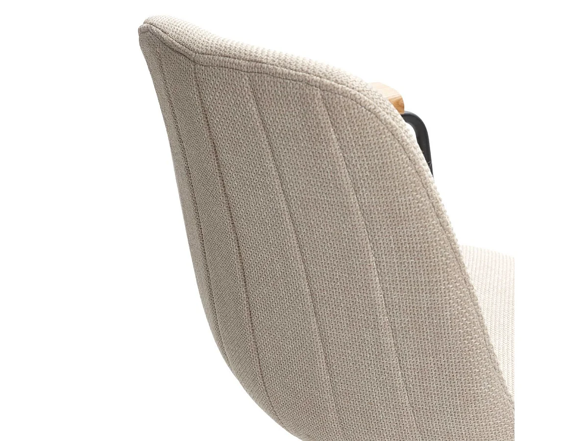 Lot de 2 chaises pivotantes en tissu maillé beige avec piètement métal laqué noir et accoudoirs - THALIA