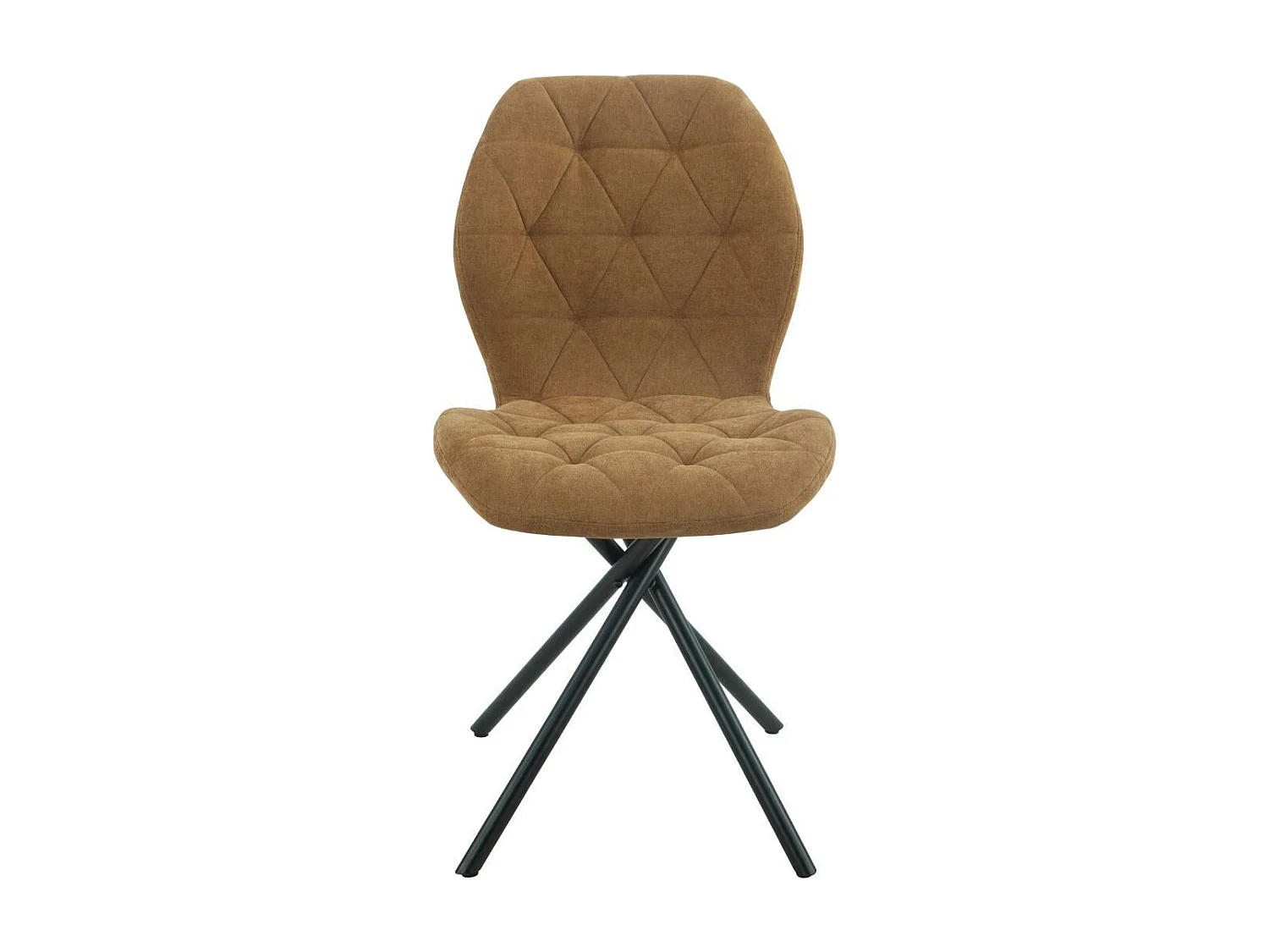 Lot de 4 chaises pivotantes en tissu déperlant camel avec piqûres décoratives losanges - NOLYA