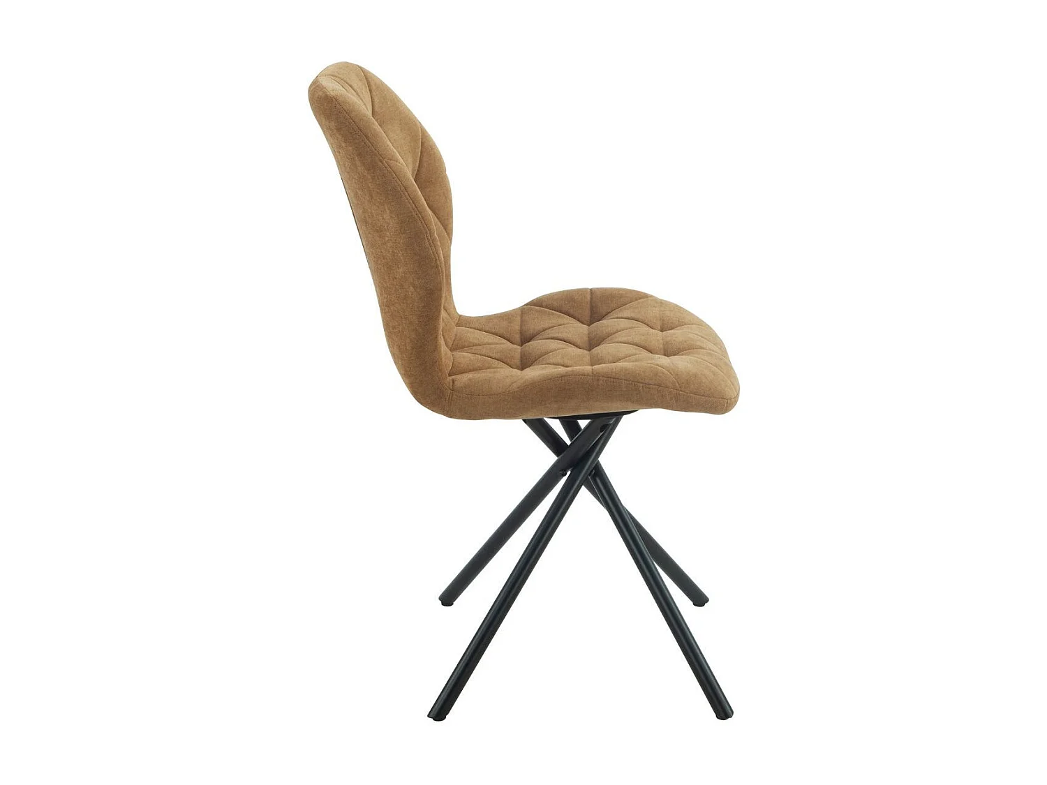 Lot de 4 chaises pivotantes en tissu déperlant camel avec piqûres décoratives losanges - NOLYA