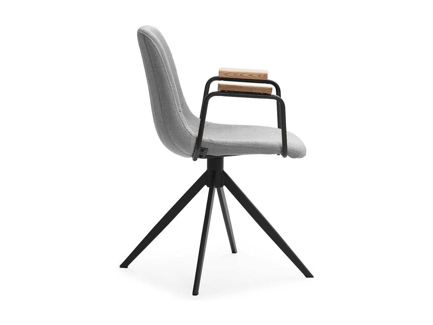 Lot de 2 chaises pivotantes en tissu maillé gris clair avec piètement métal laqué noir et accoudoirs - THALIA