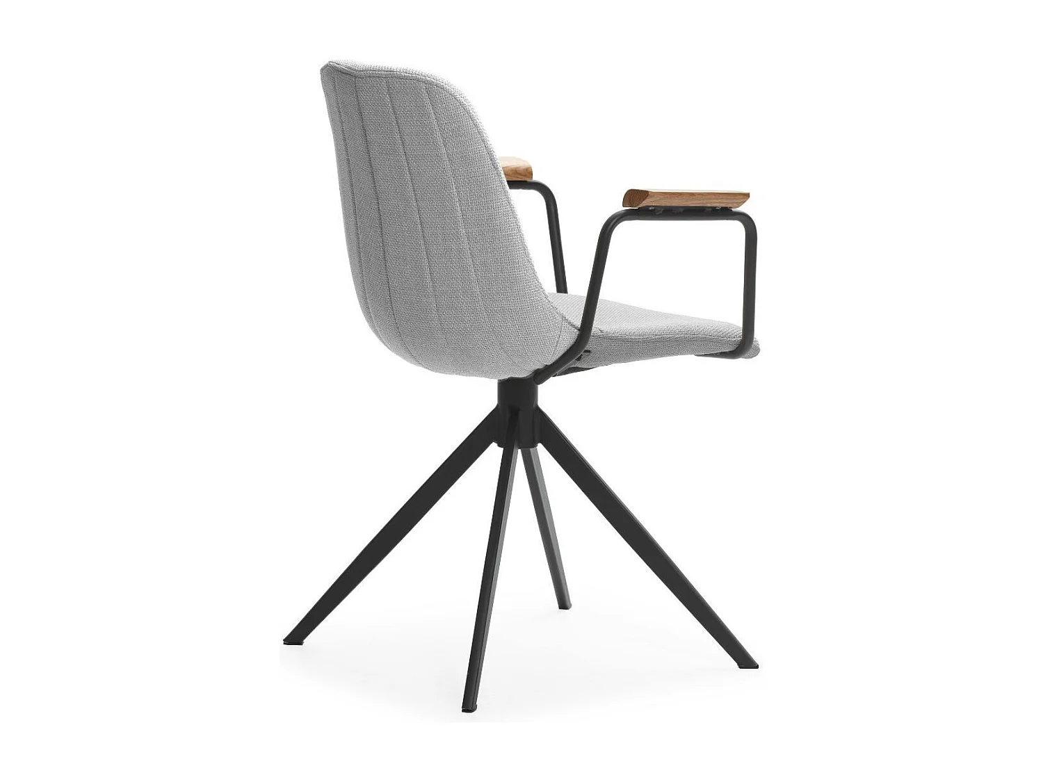 Lot de 2 chaises pivotantes en tissu maillé gris clair avec piètement métal laqué noir et accoudoirs - THALIA