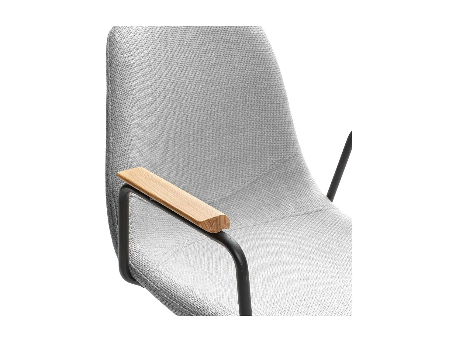 Lot de 2 chaises pivotantes en tissu maillé gris clair avec piètement métal laqué noir et accoudoirs - THALIA