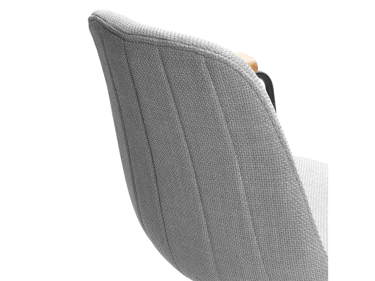 Lot de 2 chaises pivotantes en tissu maillé gris clair avec piètement métal laqué noir et accoudoirs - THALIA