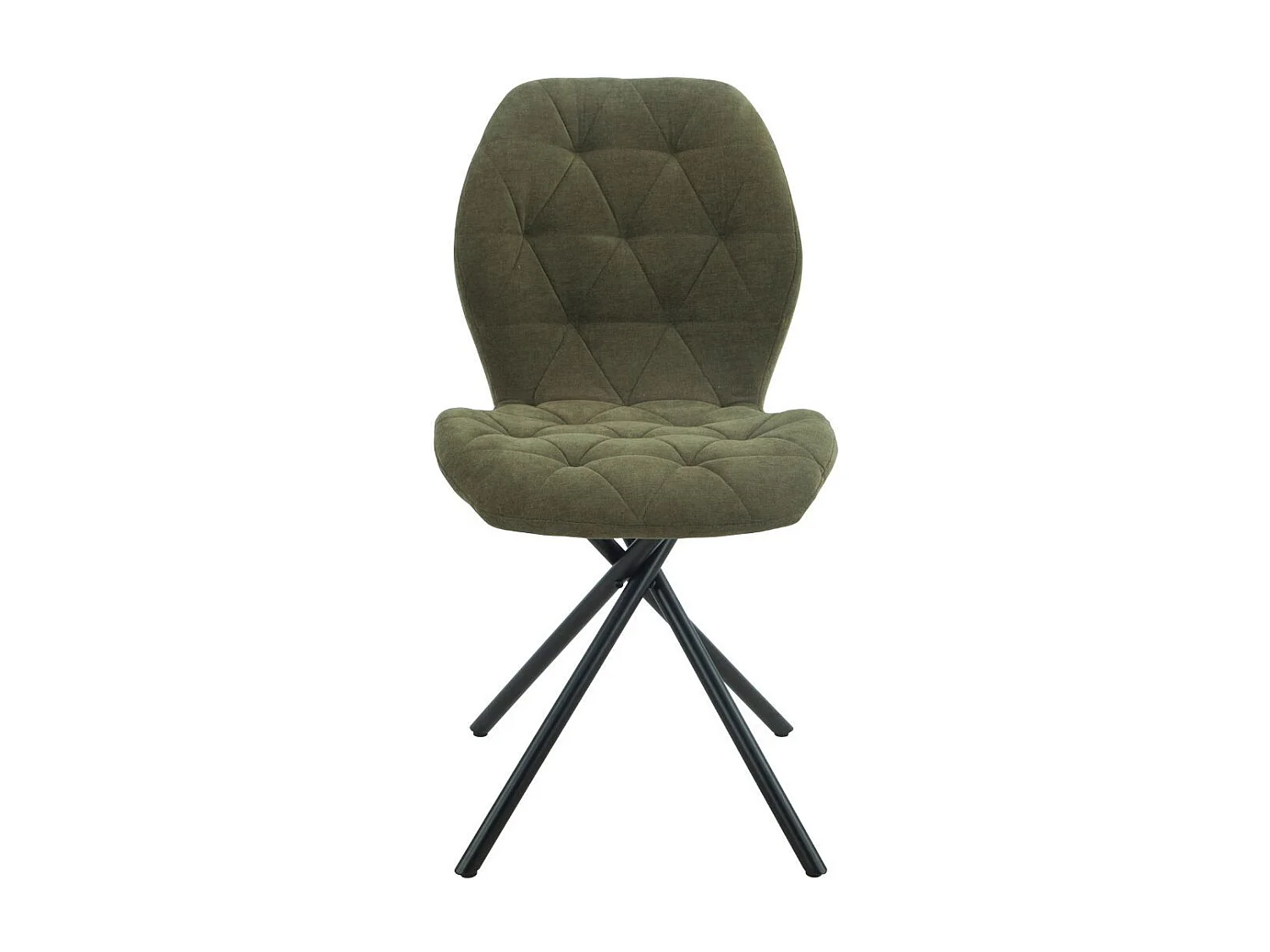 Lot de 4 chaises pivotantes en tissu déperlant vert avec piqûres décoratives losanges - NOLYA