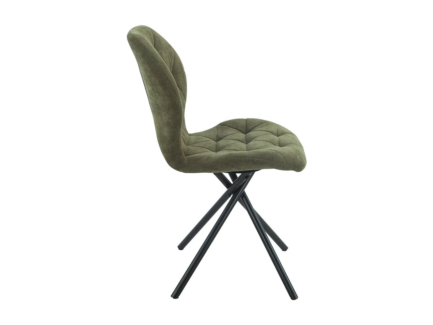 Lot de 4 chaises pivotantes en tissu déperlant vert avec piqûres décoratives losanges - NOLYA
