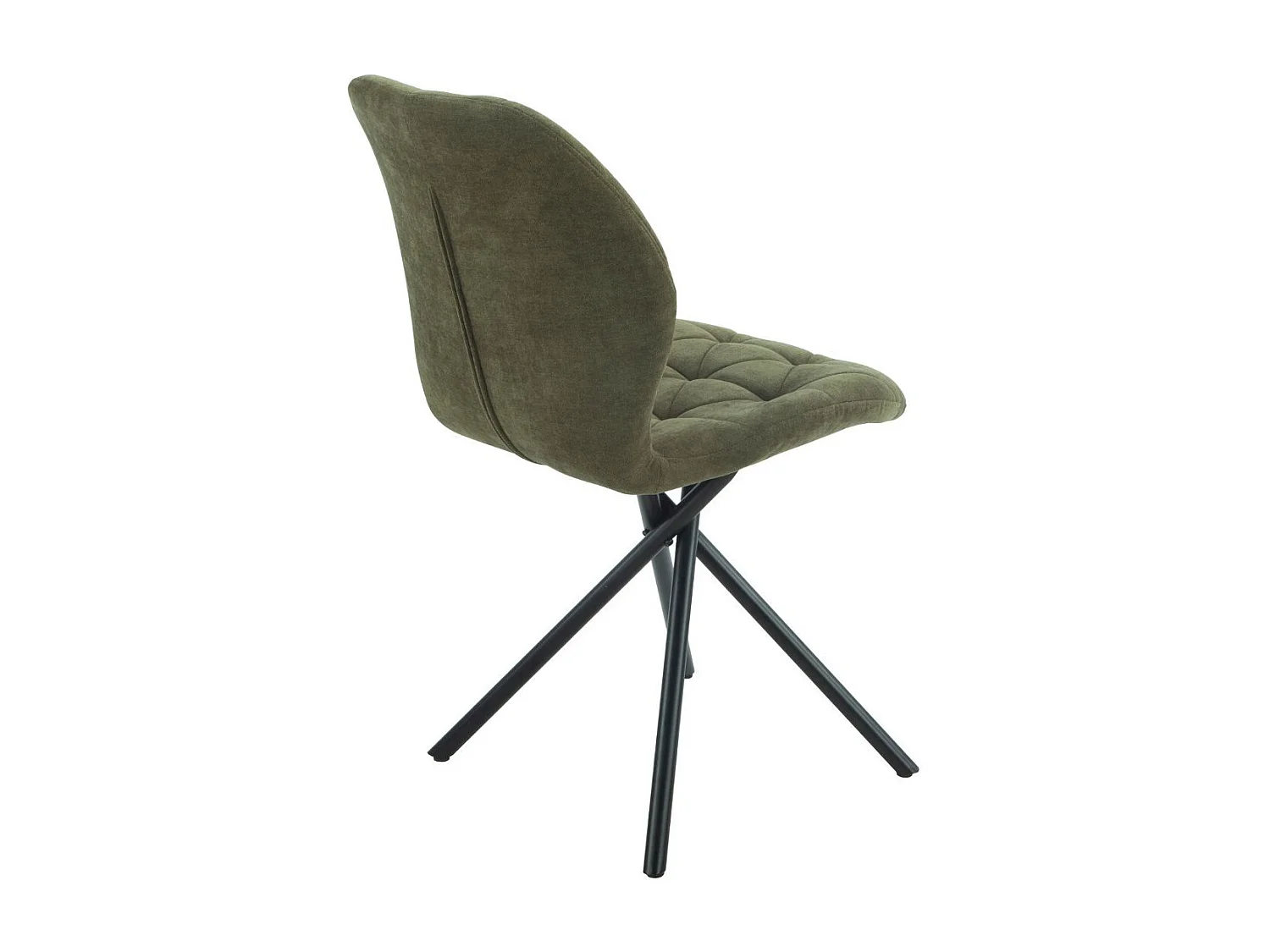 Lot de 4 chaises pivotantes en tissu déperlant vert avec piqûres décoratives losanges - NOLYA