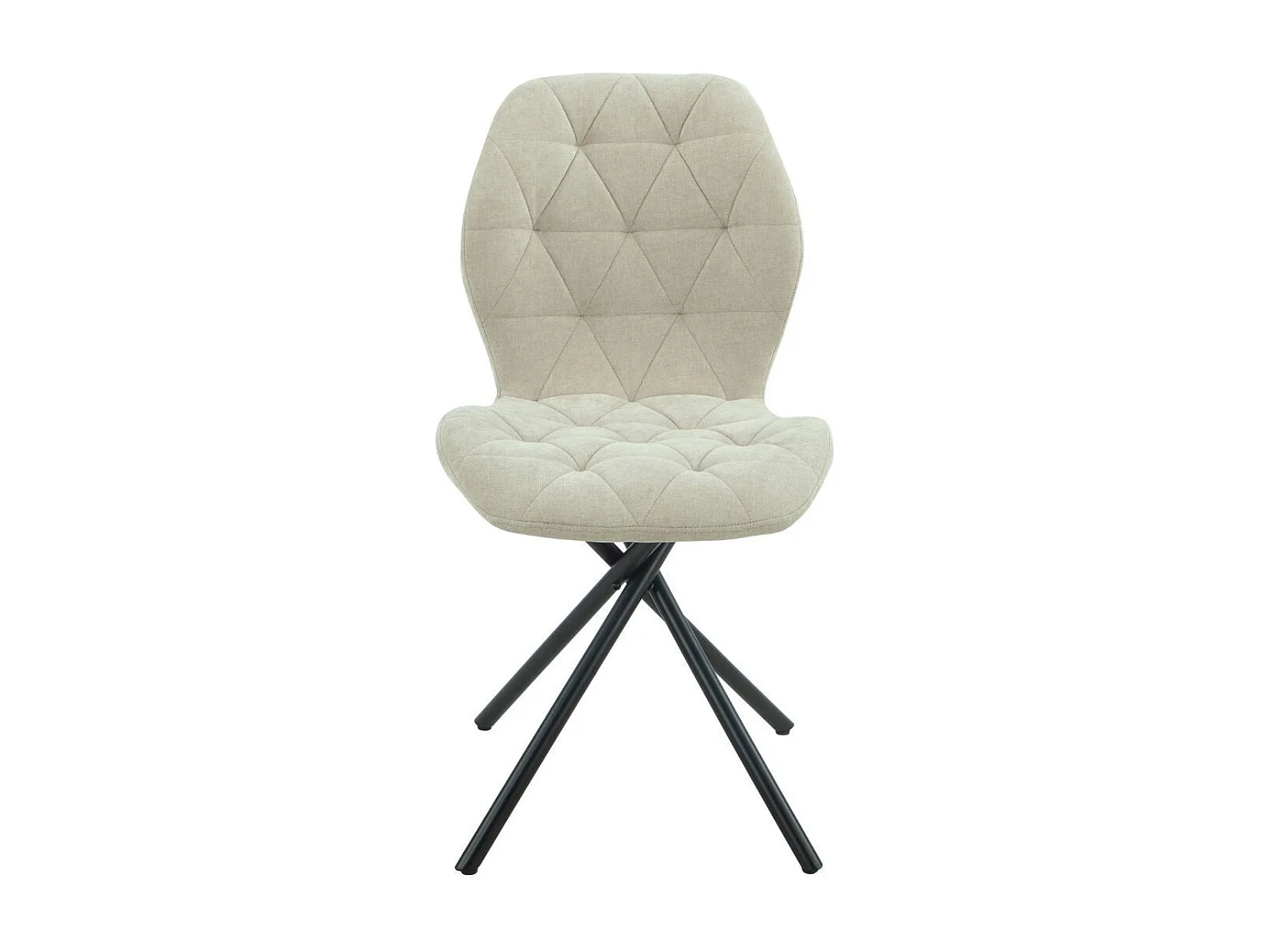 Lot de 4 chaises pivotantes en tissu déperlant beige avec piqûres décoratives losanges - NOLYA