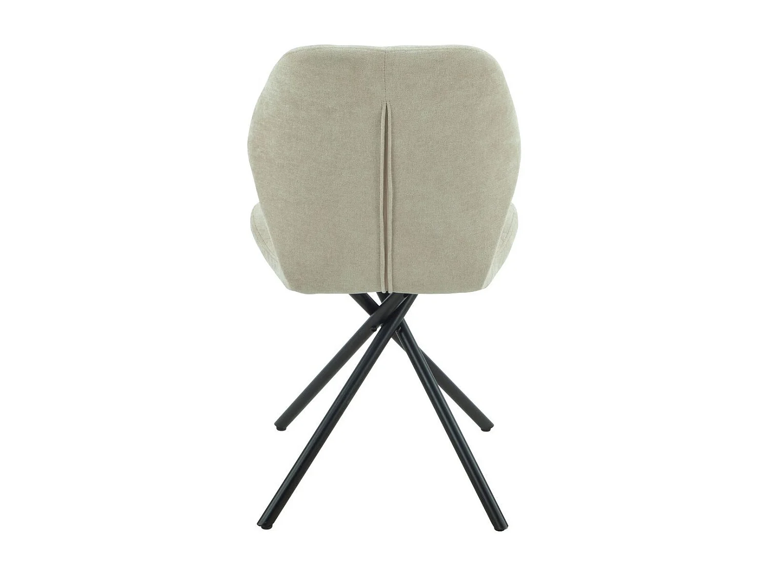 Lot de 4 chaises pivotantes en tissu déperlant beige avec piqûres décoratives losanges - NOLYA