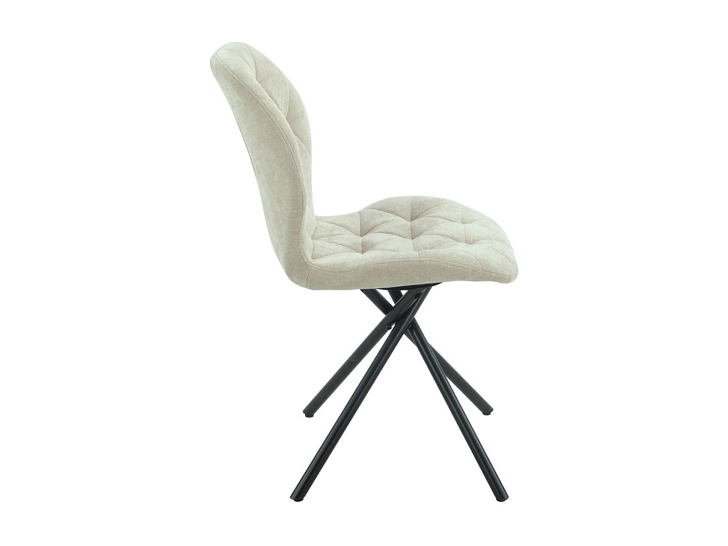 Lot de 4 chaises pivotantes en tissu déperlant beige avec piqûres décoratives losanges - NOLYA