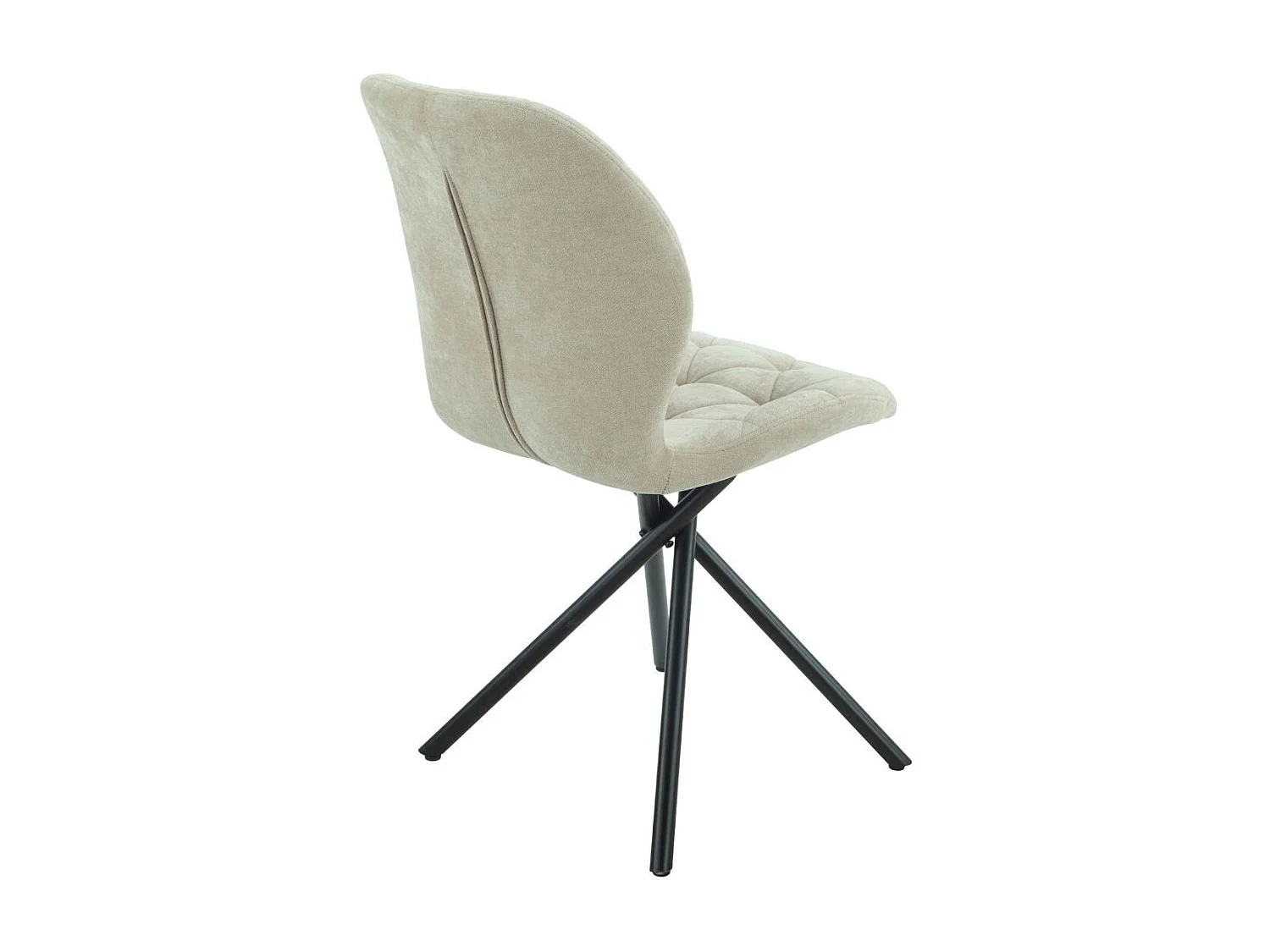 Lot de 4 chaises pivotantes en tissu déperlant beige avec piqûres décoratives losanges - NOLYA