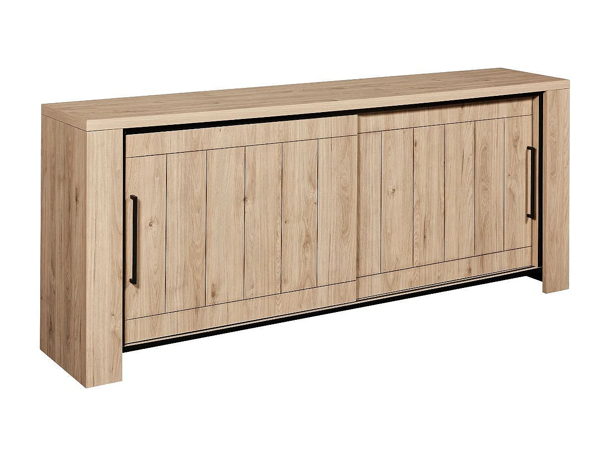 Buffet 2 portes coulissantes aspect bois finition Castel Oak - SORIEL