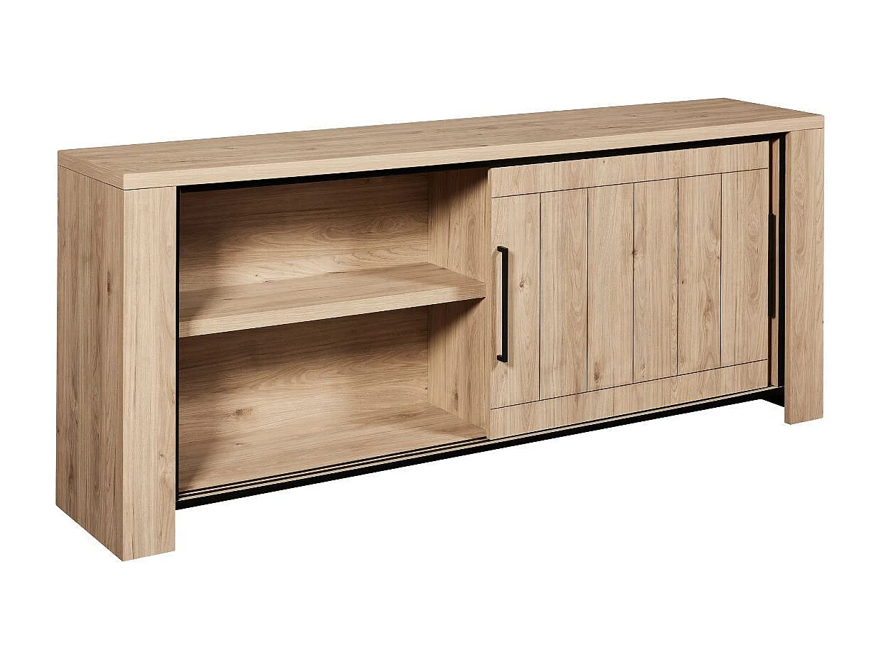 Buffet 2 portes coulissantes aspect bois finition Castel Oak - SORIEL