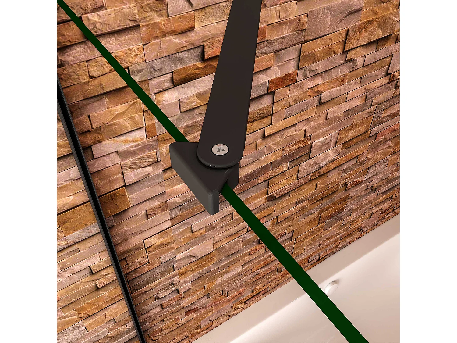 6mm ESG Glas Glaswand Badewannenaufsatz mit Seitenwand schwarz