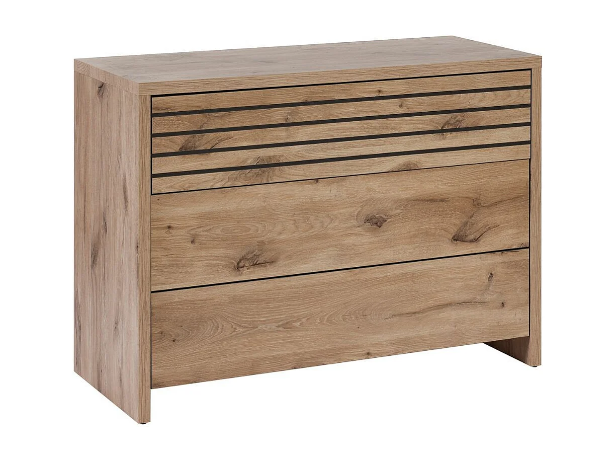 Commode 3 tiroirs  aspect bois et noir - NIKITA