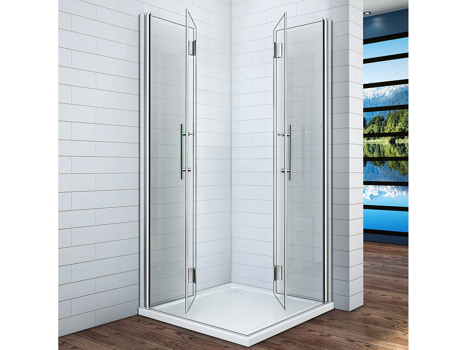 180°Falttür Nano+ESG Glas Eckeinstieg Duschabtrennung Duschkabine Drehtür B:100xT:80x197cm