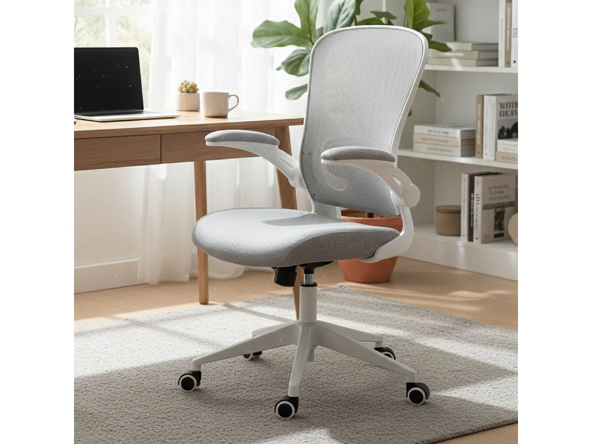 Fauteuil de bureau en maille gris avec accoudoirs réglables  - HELIX