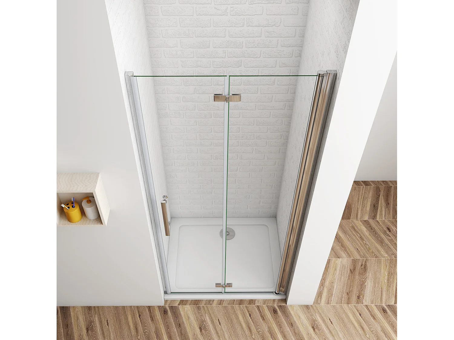 180°Falttür Nano+ESG Glas Eckeinstieg Duschabtrennung Duschkabine Drehtür 80x197cm