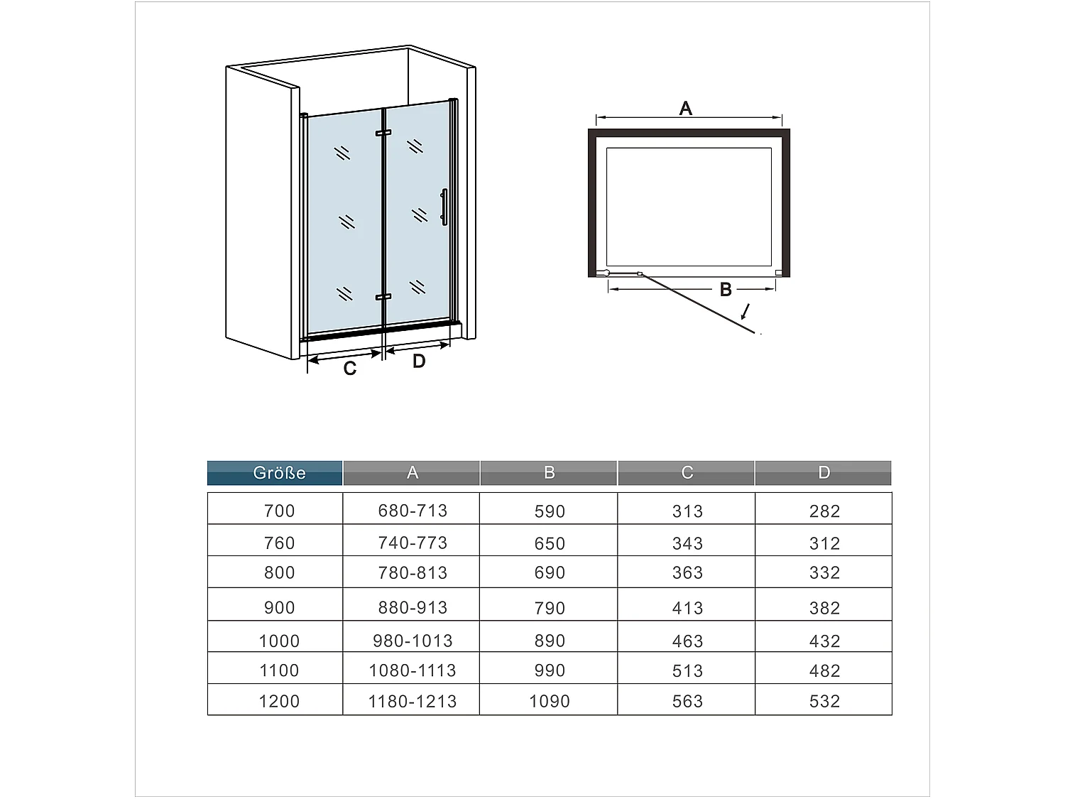 180°Falttür Nano+ESG Glas Eckeinstieg Duschabtrennung Duschkabine Drehtür 100x197cm