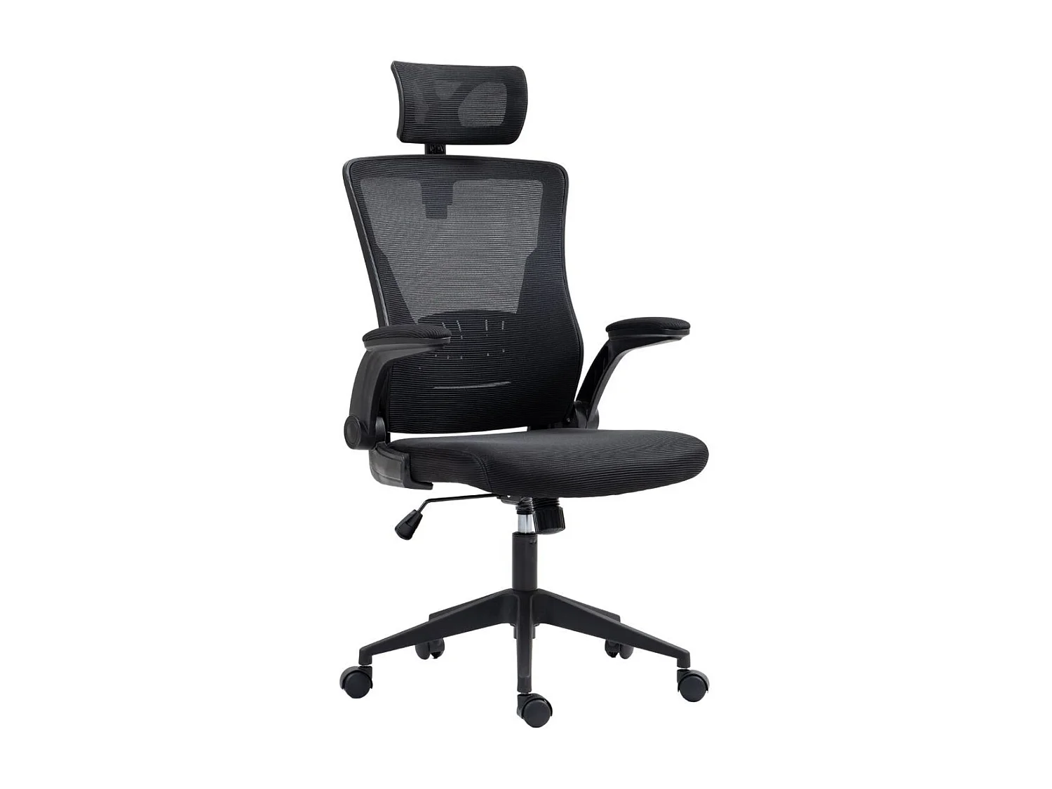 Fauteuil de bureau en maille noir avec appui-tête et accoudoirs réglables  - AXIUM