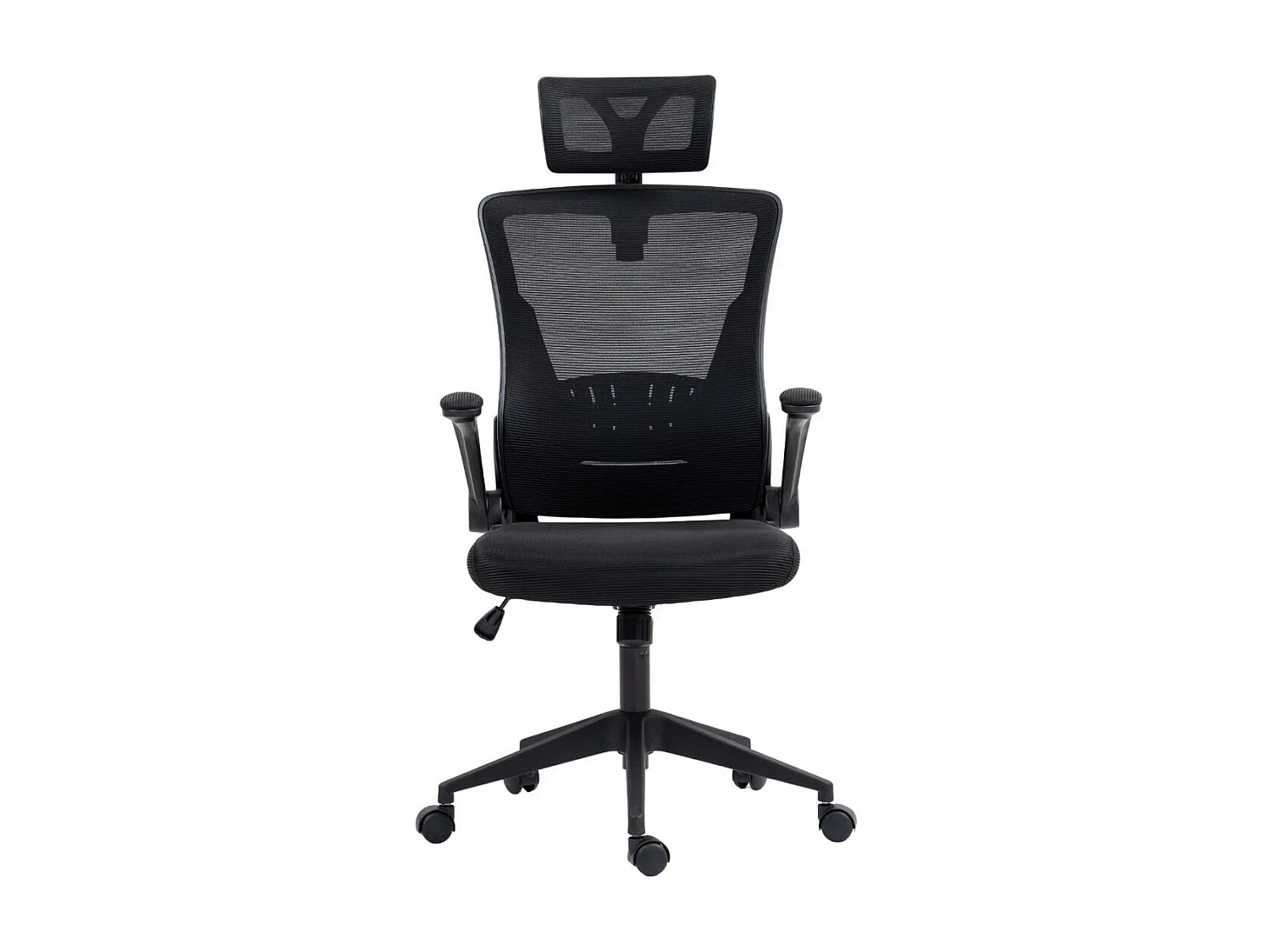 Fauteuil de bureau en maille noir avec appui-tête et accoudoirs réglables  - AXIUM