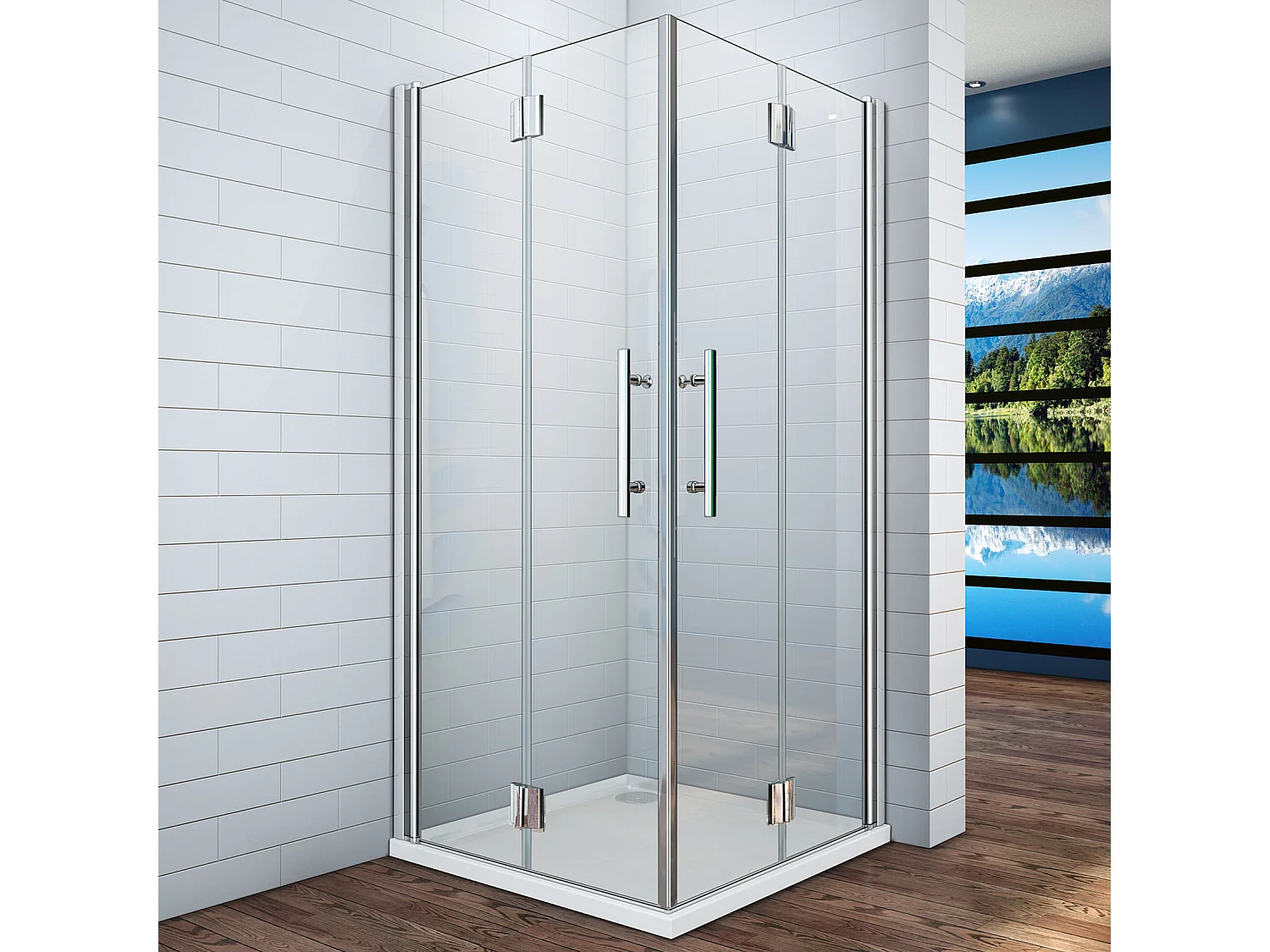 180°Falttür Nano+ESG Glas Eckeinstieg Duschabtrennung Duschkabine Drehtür B:100xT:90x197cm