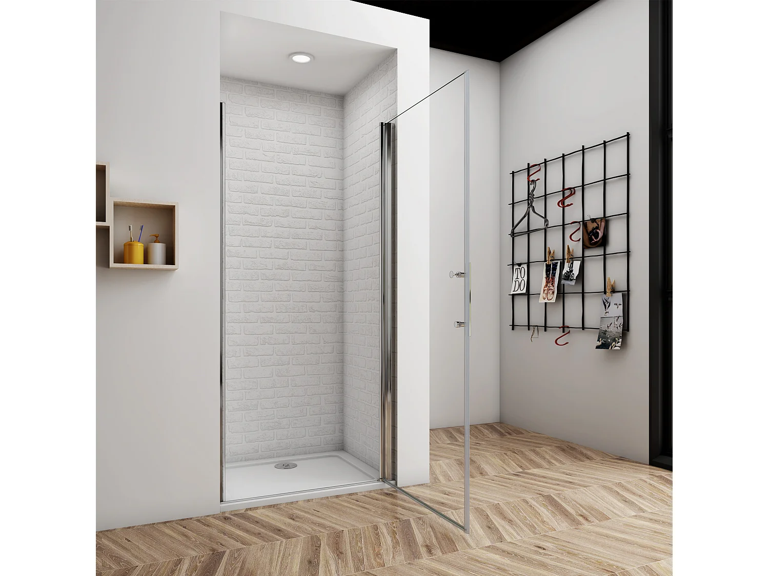 Schwingtür Duschtür ESG Nano-Glas Eckeinstieg Duschabtrennung Duschkabine 100x197cm